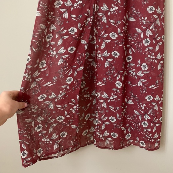 {As U Wish} Boho Burgundy Floral Maxi Dress - Picture 4 of 4